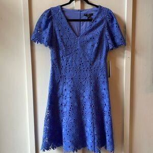 Maggy London Blue Crocket Lace V-neck Dress